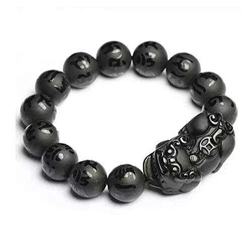 Bracelet obsidienne noire 10mm extensible contre le stress en perles naturelles Pi Xiu