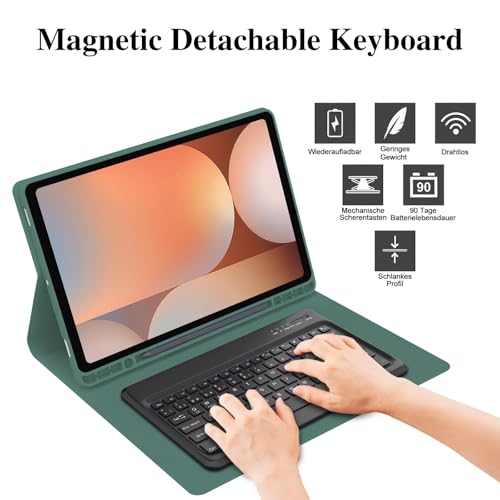 Image of Keyboard Case for Samsung Galaxy Tab S10 Ultra / S9 Ultra / S8 Ultra 14.6 inch, Smart Magnetic Detachable Wireless Bluetooth Keyboard, Slim Protective Folio Case with S Pen Holder, Auto Sleep /Wake, 6