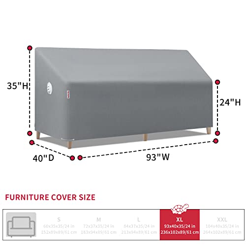 Turtle Life Patio Sofa Cover, Outdoor Heavy Duty Durable Uv Water Resistant Anti-Fading Loveseat Cover With 2 Upgrade Air Vents And 2 Buckles, Grey, 93" W X 40" D X 35" H #TOP2