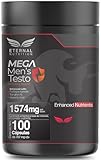 MEGA MENS TST 100 capsulas (1574mg por porcion) TST para hombres con Tongkat Ali, Maca, Creatina, by Eternal Nutrition -...