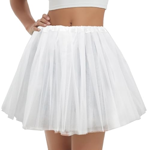 Women's 5-Layer Tulle Tutu Skirt, Adult Dance Ballet Tulle Dress,Teens Halloween Cosplay Running Tutu