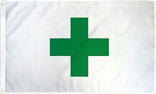 AZ FLAG Green Cross International Flag 3x5 ft 100D Polyester 2 Grommets | Indoor and outdoor use 150x90 cm decorative flag double stitched seams and reinforced edges with metal grommets