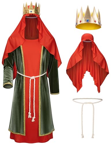 TOKYO REVENGERS Adult 3 Wise Men Costume Biblical Nativity Costume Three Kings Costume For Men Accessories Set(Red M)