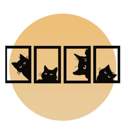 Quadro Gato Mdf Vazado Preto Decorativo Cat Escultura Gatos em Mdf