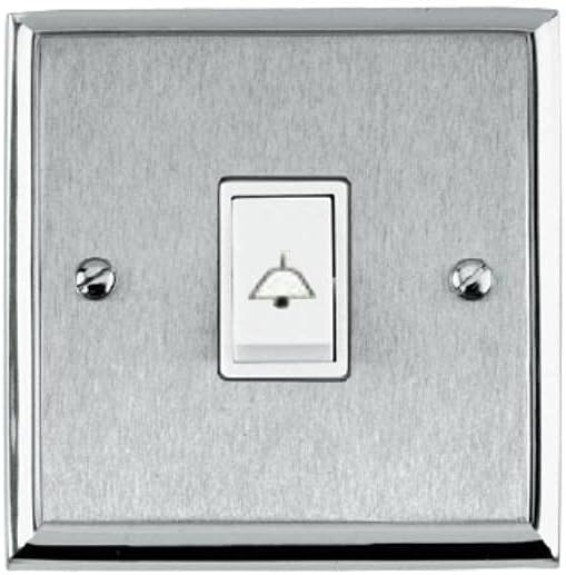 M. Marcus 1 Gang 5A Bell Push Switch, Matt Chrome, Classic Style Doorbell Push Switch, Elite Flat Plate Doorbell Switch for Home, Hotel Rooms, Office & Commercial Spaces