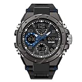 RORIOS Orologio sportivo da uomo, digitale, impermeabile, digitale, militare, orologio con sveglia, quadrante grande, quadrante blu, cinturino, Blu B, Cinghia