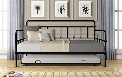 Harper & Bright Designs Twin Size Daybed, Metal Frame Daybed With Twin Trundle Bed, Twin Size Daybed Frame For Kids, Teens, Adults, No Box Spring Needed (Black) #TOP5