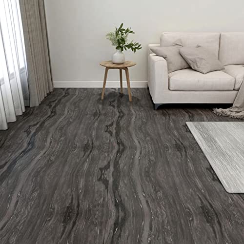LAPOOH Tarimas de Suelo Autoadhesivas 20 uds, Suelo Autoadhesivo, Parquet Laminado para Suelo, Suelo Click, Lamina De PVC, PVC 1,86 m2 Gris Oscuro