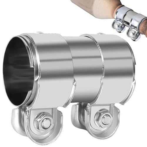 Collier Manchon Raccord Echappement, 70 x 125mm Connecteur de Tuyau Collier D'échappement en Acier Inoxydable, Collier de Serrage Double, Argent
