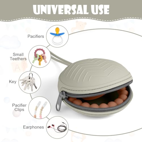 Aolso Silikon Baby Schnullerbox, Aufbewahrung Schnullerhalter Case, BPA-Frei Schnullertasche, Tragbare Schnulleraufbewahrung Box, Wasserdicht Schnullerbox, Mädchen & Junge (Hellgrau)