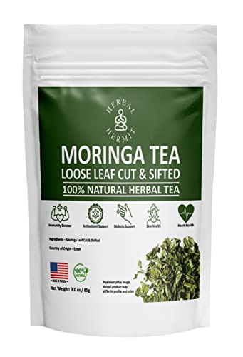 Moringa Tea With Moringa Oleifera Leaves (cut and sifted)| Used to Make Moringa Capsules, Tea, Powder | Natural Loose Leaf Herb| 3 oz (85 grams)| Made in USA