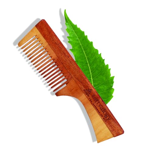 Image of Tattvalogy Wide Toothed Raw Neem Comb with Handle |Kaachi Neem Wooden Comb for Blood Circulation & Hair Growth | avoid Hair Pulling, Static Electricity, Itchy Scalp & Oil Build-Up