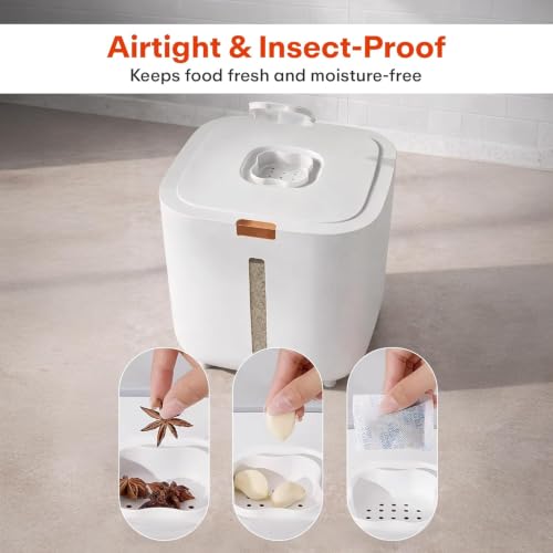 Image of Rioware Airtight Rice Bucket Storage Container | Insect & Moisture Proof Grain Bin for Rice, Flour & Dry Food | Kitchen Storage Dispenser | BPA-Free Household Food Storage Box- 5 Kg