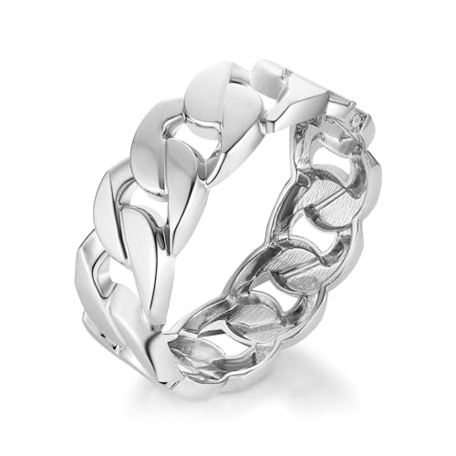 HZMAN Chunky Cuban Chain Cuff Bracelets for Women 24.5mm Wide Thick Bangle Bracelet Hip Hop Open Hinge Wrist Cuff Bracelet Jewelry Gift