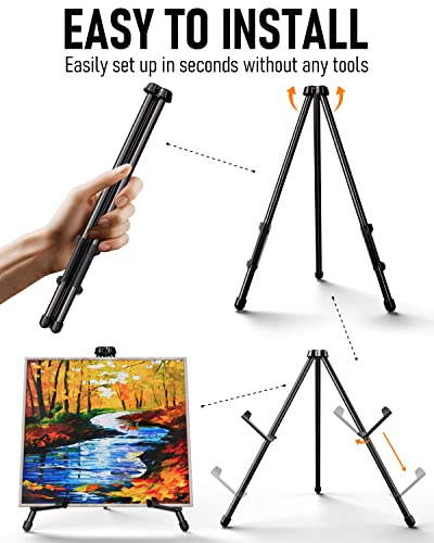 Nicpro 6 Pack Tabletop Easel Stand For Display, 14" Black Steel Small Portable & Adjustable Table Tripod Easels For Displaying Art Paintings, Framed Pictures, Event Signs, Posters - With Carry Bag #TOP3