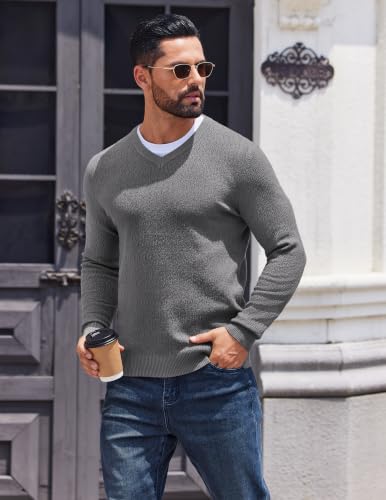 COOFANDY Men's Pullover Sweater V Neck Business Casual Sweaters Slim Fit — view 2