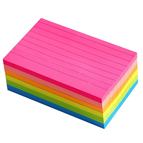 Image of Lined Sticky Notes 3X5 in Bright Ruled Stickies Colorful Memo Pads