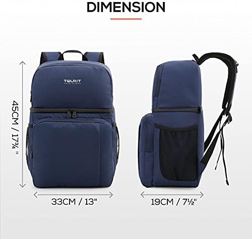 TOURIT Insulated Cooler Backpack Double Deck Light Lunch Backpack with Cooler Compartment for Men Women to Work, Picnics, Hiking, Beach, Park or Day Trips