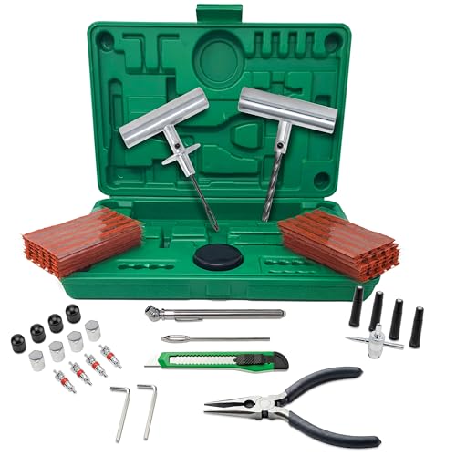 Sherco-Auto Tire Plug Kit 86 Piece - Universal Heavy Duty Flat Tire Repair Tool Kit - Fix for Car, Truck, Motorcycle, ATV, RV, Jeep & More - All in One Puncture Repair Kit