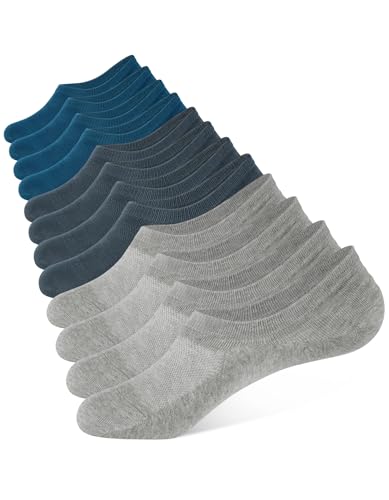 Image of CLOSEMATE Mens No Show Socks Cotton Thin High Elasticity Low Cut Ankle Socks with Non Slip Grips 6 Pairs