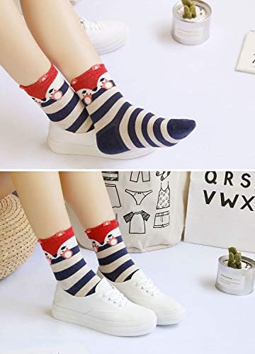ZFSOCK Womens Cotton Animal Socks Novelty Cartoon Dog Cat Socks Ladies Cute Fast Food Pizza Pattern Mini Crew Socks Funny Christmas Socks for Girls Ladies,5 Pairs,4-9,Mix Animal