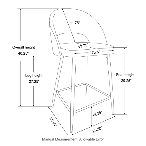 Glitzhome Bar Stools Modern Set Of 2 Bar Height Fabric Leather Barstools With Back Contemporary Bar Stools With Metal Base Comfortable Kitchen Pub Bar Chairs thumb #2