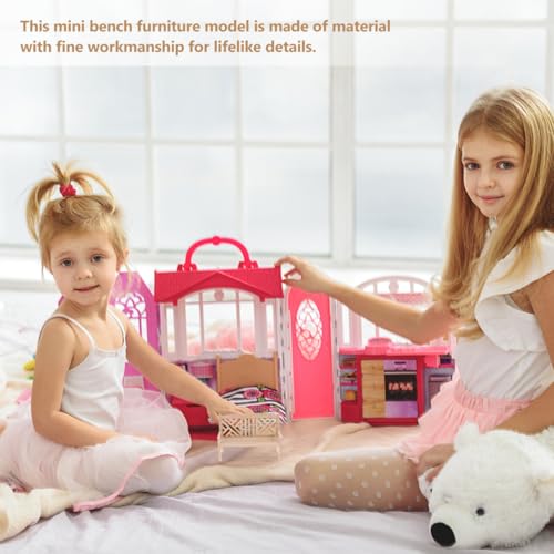STOBOK Mini Holz Bank Miniatur Puppenhaus Zubehör Mini Doppel Stuhl Modell für Photo Booth Requisiten