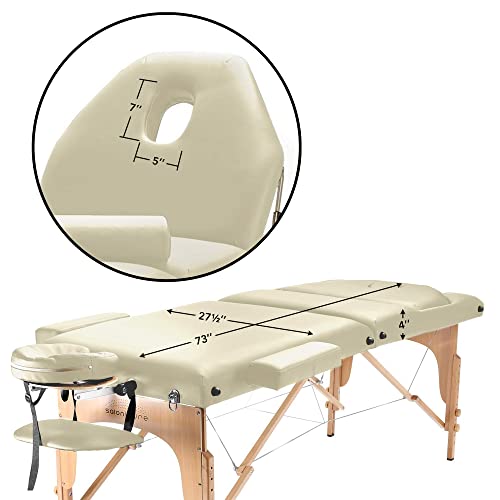 Saloniture Professional Portable Massage Table with Backrest - Cream - Thumbnail 7