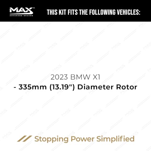 Image of Max Advanced Brakes Front Brake Kit Compatible With 2023 BMW X1 13.19 inch Rotor Replacement Premium OE Disc Brake Rotors and Ceramic Brake Pads
