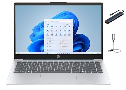 HP 14 inch HD Business Laptop, AMD Athlon 7120 Processor, 4GB RAM, 128GB SSD, Moonlight Blue, One Year Microsoft 365 Included, Copilot AI, Windows 11 Home in S Mode with HEX Accessories
