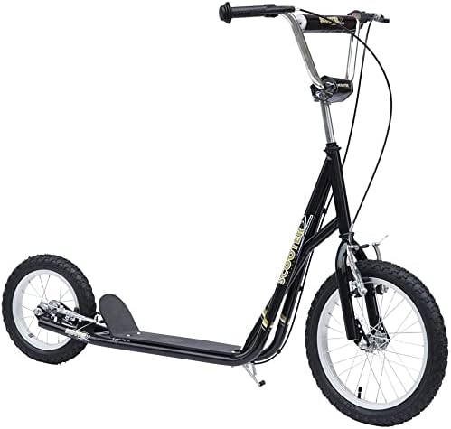 HOMCOM Kick Scooter for Children 5+ Years, Adjustable Height, with Large Inflatable Wheels, Dual Brakes