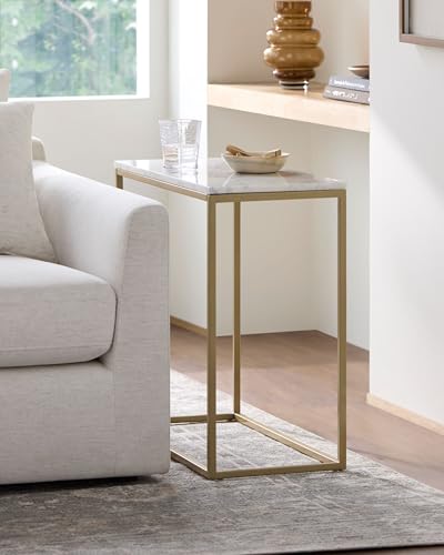 Mark&Day End Table - Teuva Modern White/Gold Rectangular End Tables for Living Room, Bedroom Night Stand Side Tables - Office & Home Decor Furniture (24