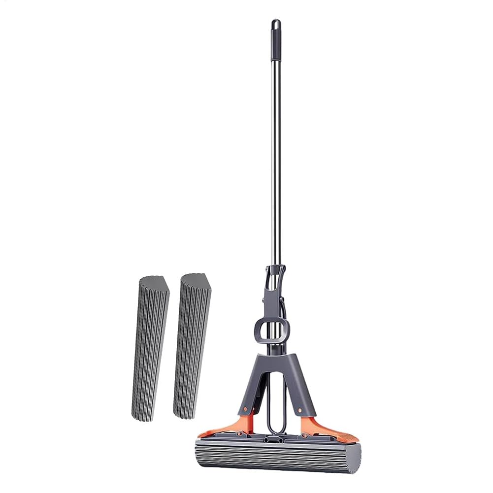 UDSKNV[KSL Adjustable Handle Floor Roller Mop PVA Sponge Mop Efficient Cleaning for Hardwood Tile Absorbent Sponge