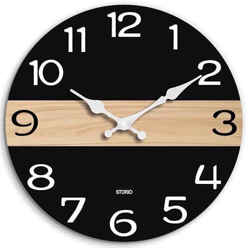 Wall Clock-10 Inch Modern Black Silent Wall Clocks Battery Operated Decorative for Bedroom Office Kitchen-Non Ticking Clock for Bathroom Living Room