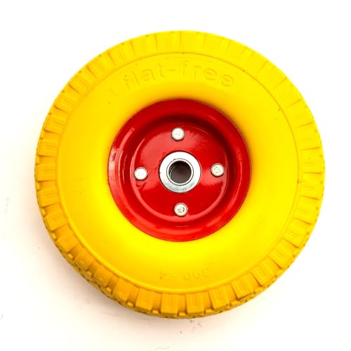 10 Inch Heavy Duty 3.00-4 Complete Wheel Solid PU Tyre Offset Hub 20mm Bore Bearings Yellow/Red 150kg Capacity Sack Truck Hand Cart Trolley 7 10 Inch Heavy Duty 3.00-4 Complete Wheel Solid PU Tyre Offset Hub 20mm Bore Bearings Yellow/Red 150kg Capacity Sack Truck Hand Cart Trolley - Image 7