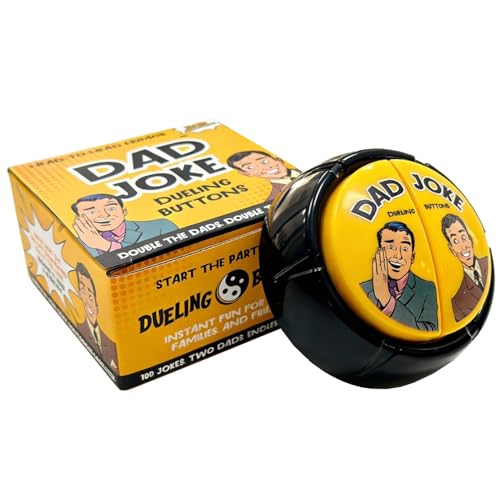 DUELING BUTTONS - Dad Joke Button with 100 Dad Jokes, 2 Voice Talking Button, Funny Sound with Volume Control, Novelty Desk Toy, Batteries Included