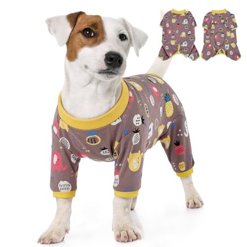 Cute Dog Recovery Suit After Surgery Soft Cotton Dog Onesie Anti Licking Comfortable Surgery Suit Cone Alternative for Small Dogs Male Female Cocoa Brown S