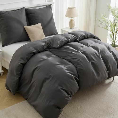 CELESTA Bettwäsche Set 4-TLG. 135x200cm Dunkelgrau - 100% Baumwolle 2 Bettbezüge 135x200 cm + 2 Kissenbezug 80x80 cm, ÖKO-TEX Bettwäsche-Sets mit