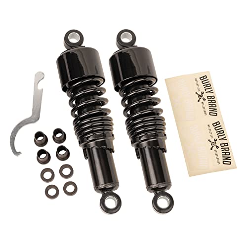 Burly Brand Slammer 10.5-inch Rear Lowering Shocks - Black Finish, One Pair, For Most Harley Davidson 1991-2017 Dyna (FX) Motorcycles (B28-1202B)