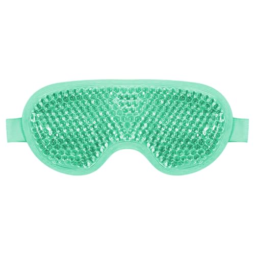 Masque yeux froid, masque froid visage - Réutilisable – Pour thérapie par le froid et par la chaleur – Aide en cas de migraine, gonflements, fatigue oculaire et cernes – Vert