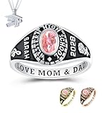 PJM Customized Sterling Silver Women Class Ring – Delicate Classic – (Sterling...