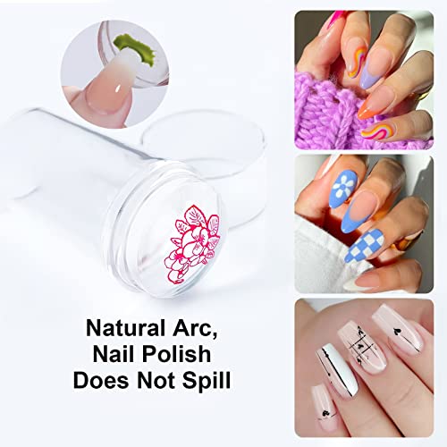 X&D Nail Art Stamper Clear Jelly Nail Art Stamping Transparent Silicone Rubber Nail Polish Stamper With Acrylic Scraper, Spare Heads, Stainless Steel Plate Kit For French Tips And Transfer Images B #TOP3