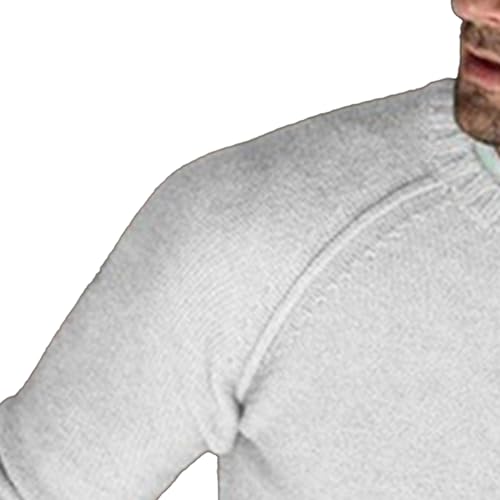 Men's Fashion Crewneck Sweater Classic Casual Knitted Cable Sweaters Long Sleeve Solid Color Pullover3