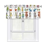 OXbnmm Cortinas opacas con estampado de robots de dibujos animados para...