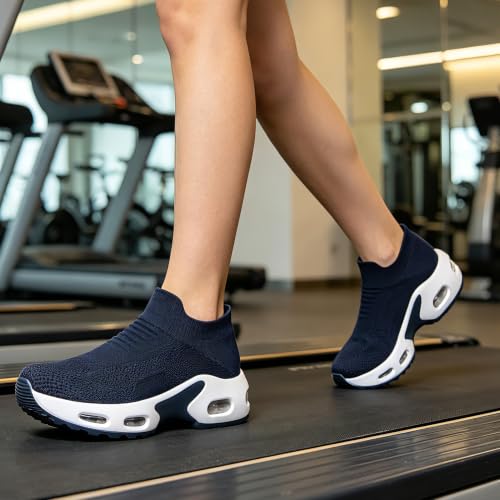 Image of YHOON Women's Walking Shoes Slip-On - Comfortable Work Shoes for Standing All Day, Breathable Air Cushion Nursing Sneakers