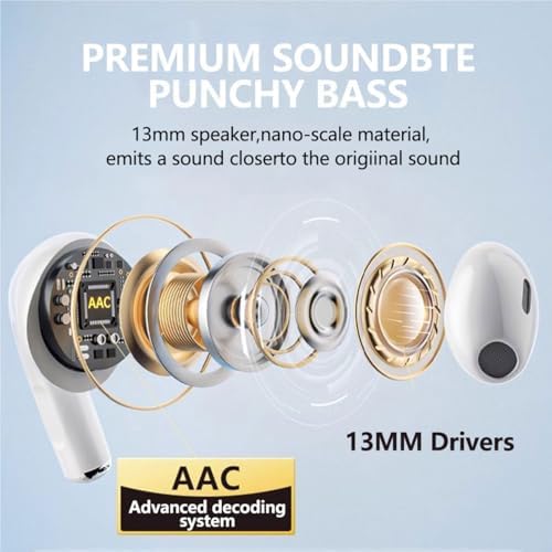 Wireless Earbuds,13mm Drivers with Big Bass,Bluetooth 5.3 Headphones HiFi Stereo,40H Long Playtime,4 Mics for AI Clear Calls,IP7 Waterproof Ear Buds for Sports/Workout/Running,Bluetooth Earphones