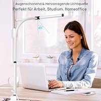 EYOCEAN LED Schreibtischlampe, Schwenkarm Verstellbarer Schwanenhals Klemmleuchte, Berührungssteuerung Büro Tischlampe, Einstellbare Dimmen & Farbtemperaturen, Augenschutz Klemmlampe, 12W – Ansicht 4