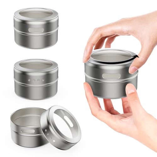 Vetacsion Set of 16 Magnetic Spice Tins with 4 Metal Wall-Plates,100 Preprinted Seasoning Label Stickers,2 Styles for 3 oz Herb Jars by Vetacsion - Image 4