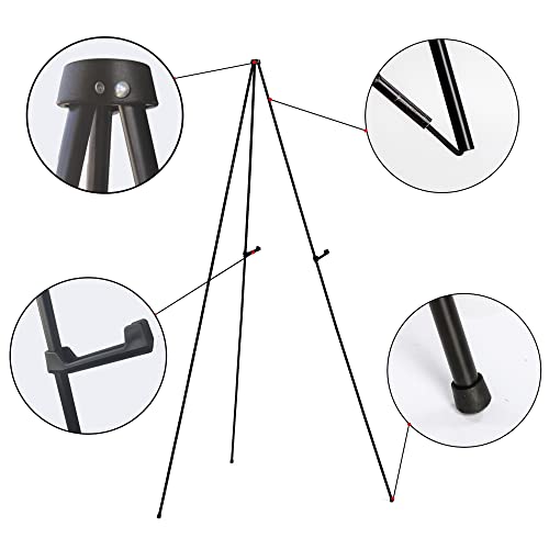 Easel Stand For Display Wedding Sign & Poster - 63 Inches Tall Easels For Display - With Bag Collapsable Portable Poster Easle - Large Floor Adjustable Metal Easel Tripod Black #TOP3