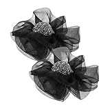 CLISPEED Clips para Zapatos Decorativos Flores de Tela Desmontables, Accesorios para Tacones Altos Mujer, Negros, 2 Piezas, Ideales para Bodas y Eventos Obsequios